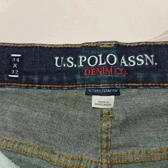 U.S. Polo Assn Mens Straight Leg Distressed Dark Blue Jeans size 34"W 32"L - Picture 8 of 10